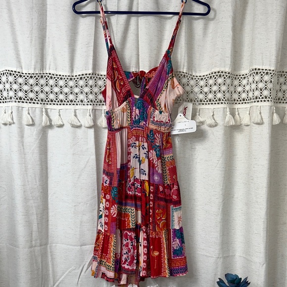 Angie Dresses & Skirts - Angie Patchwork Floral Mini Dress in Pink and Red